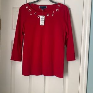 Karen Scott size M red cotton blouse